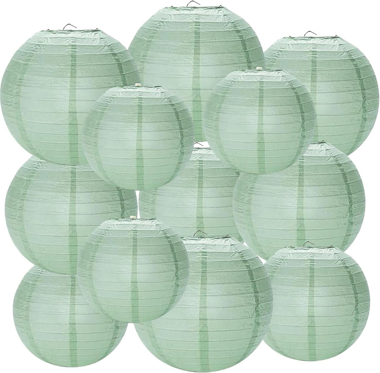 Dusty Sage Green Paper Lanterns 12Pcs Hanging Round Paper Lanterns Decorative for Graduation Baby Shower Wedding Birthday Family Parties
